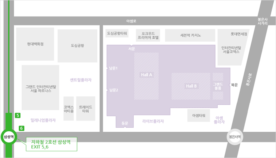 2호선 삼성역으로 찾아오시는 길 지도